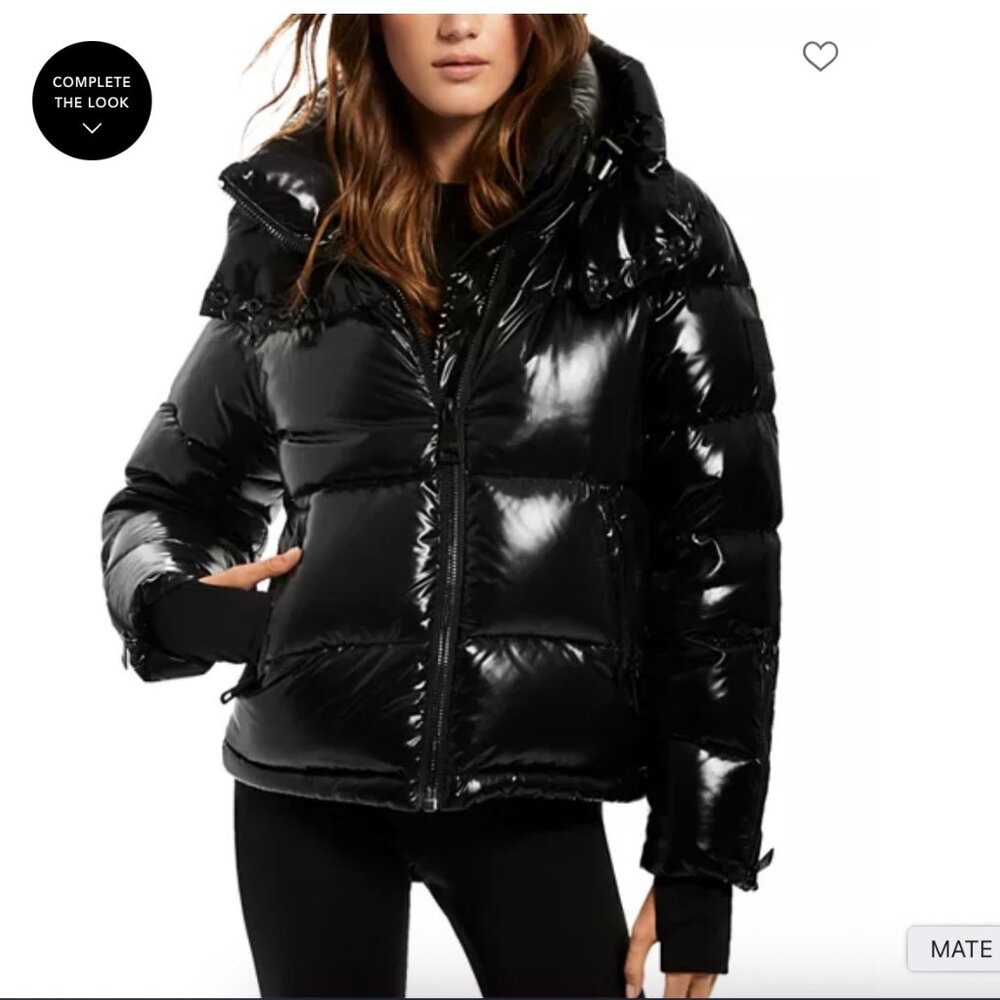 SAM. Glossy Black Hooded Puffer Jacket